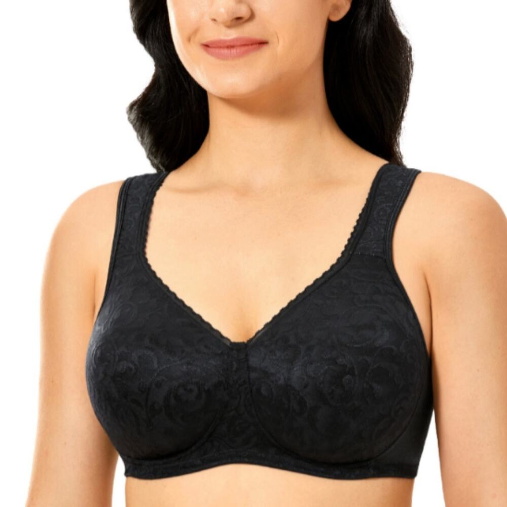 NWT Delimira Women's 48E Wireless Unlined Comfort Full Coverage Bra Black